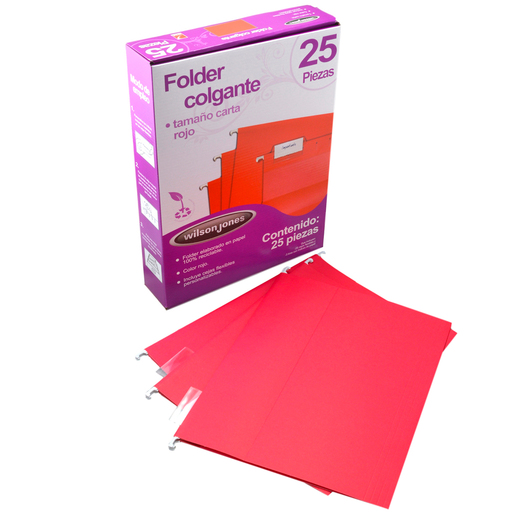 Folders Colgantes Carta Wilson Jones Cejas Flexibles Rojo 25 piezas