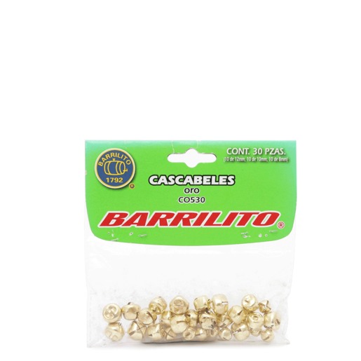 Cascabeles Barrilito Tamaños Dorado 30 piezas