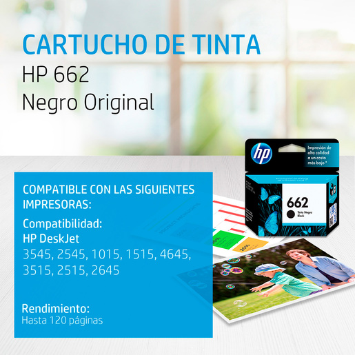 Cartucho de Tinta Hp 662 Advantage / CZ103AL / Negro / 120 páginas / DeskJet Ink Advantage