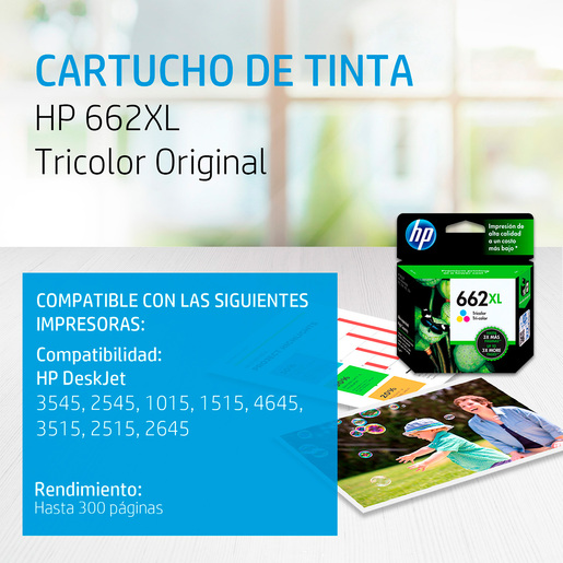 Cartucho de Tinta Hp 662XL Advantage / CZ106AL / Tricolor / 300 páginas / DeskJet Ink Advantage