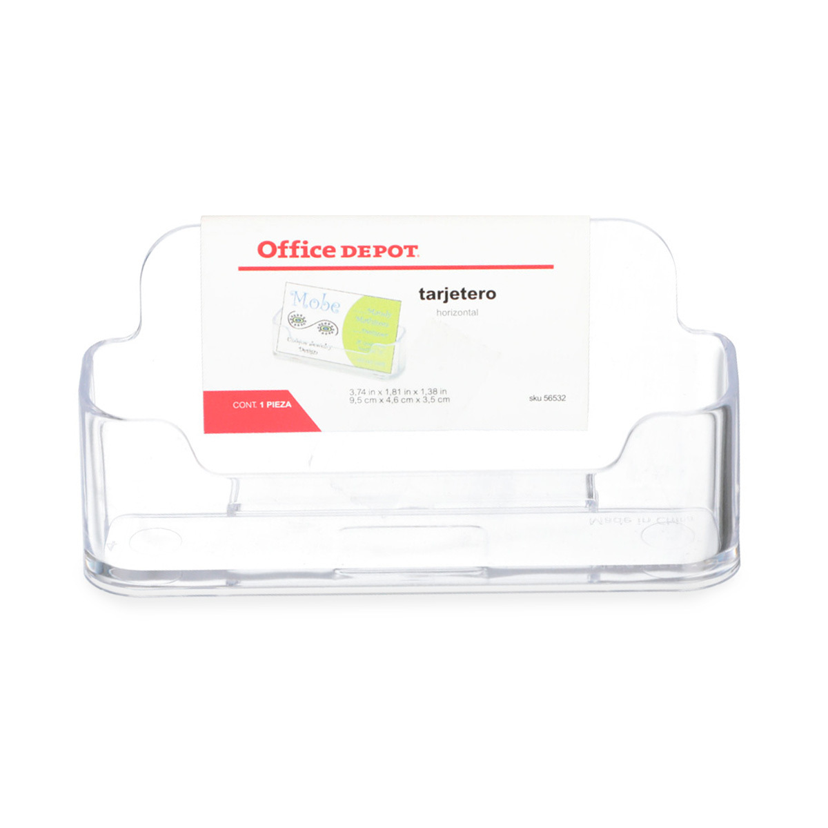 Tarjetero de Escritorio Horizontal Office Depot / Plástico / 9.5 x 4.6 x 3.5 cm / Traslúcido