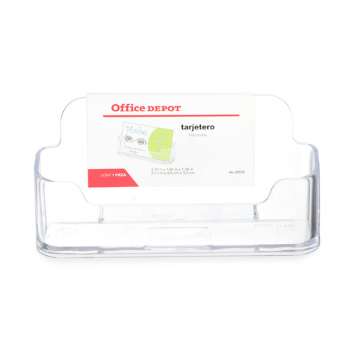 Tarjetero de Escritorio Horizontal Office Depot / Plástico / 9.5 x 4.6 x 3.5 cm / Traslúcido