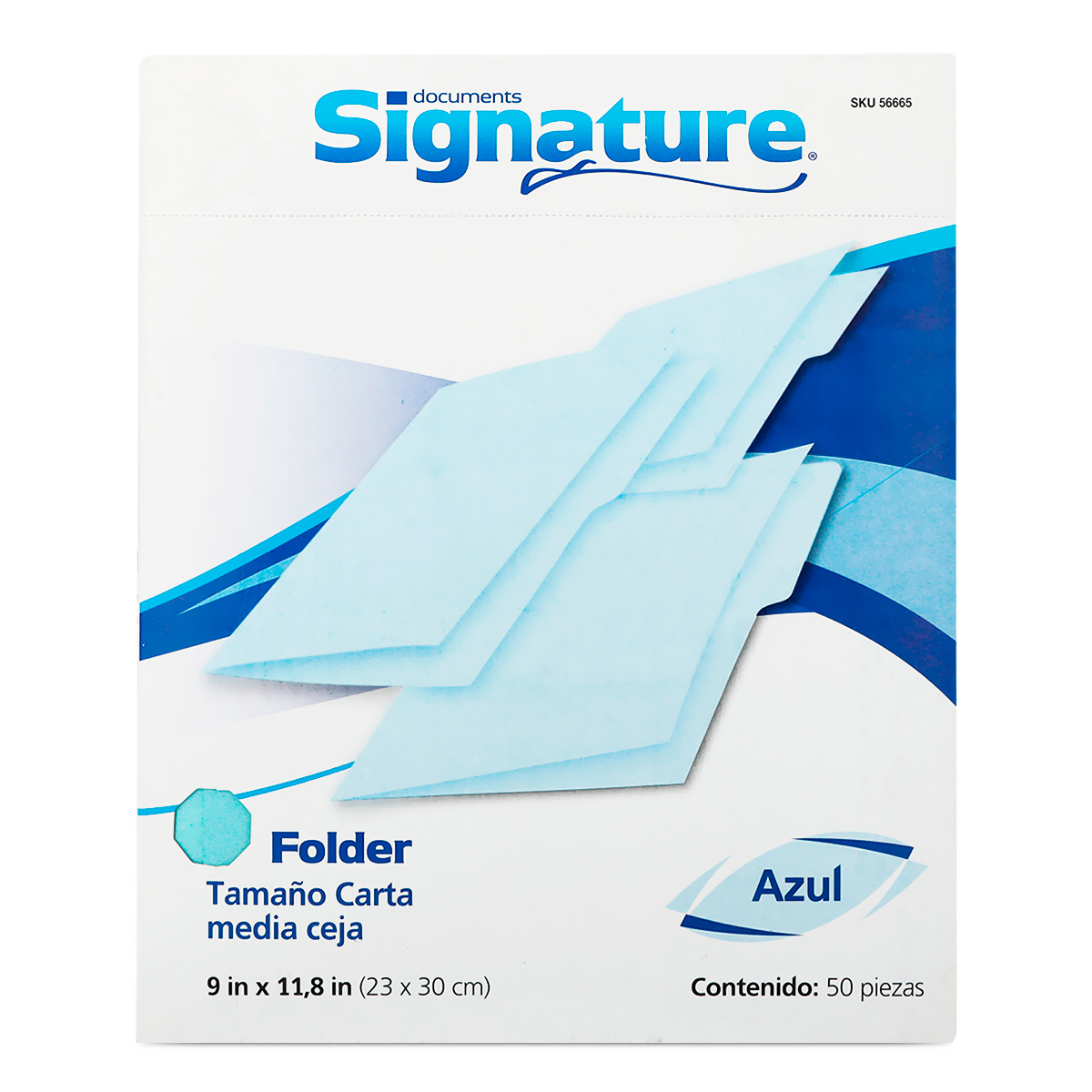 Folders Carta con Media Ceja Signature / Azul / 50 piezas