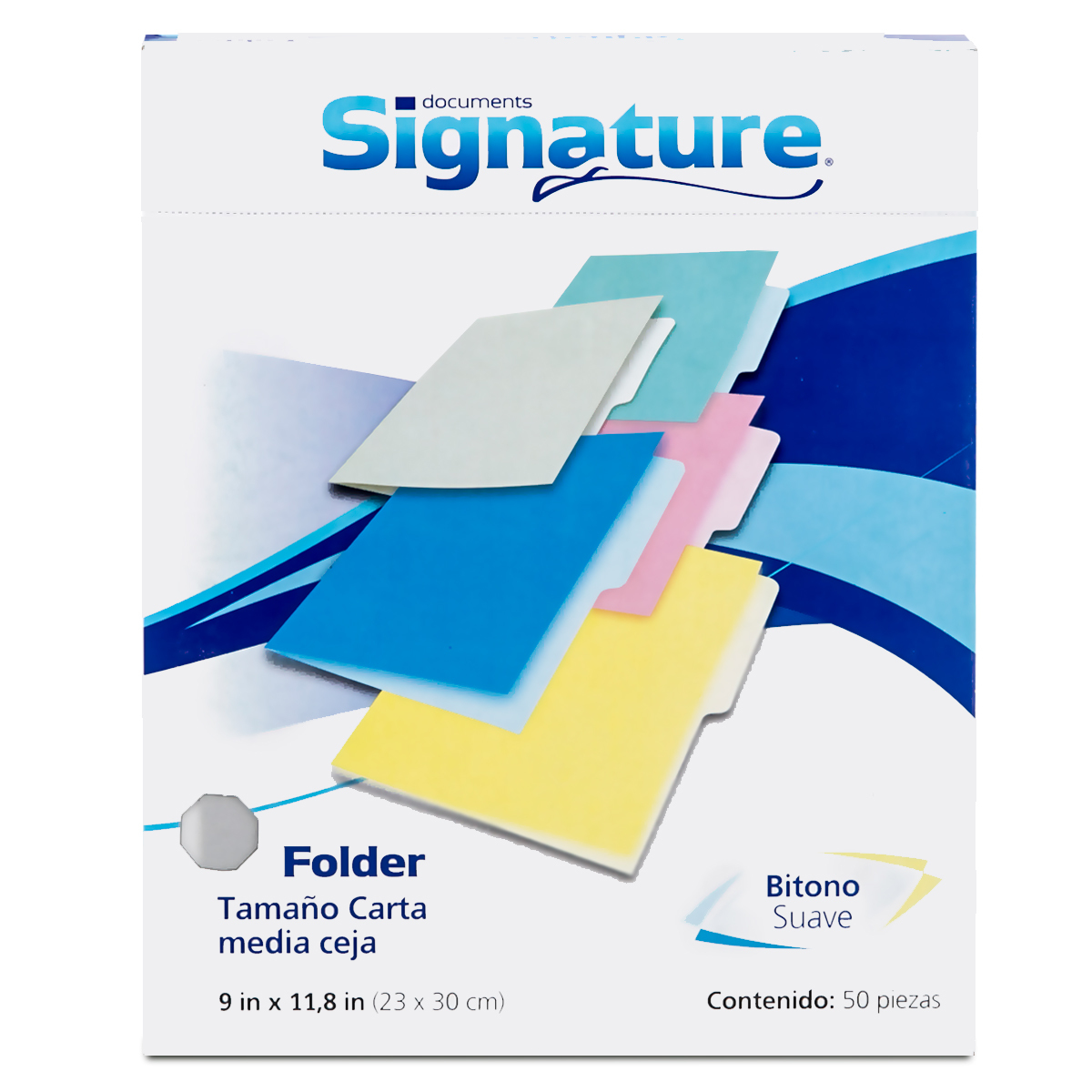 Folders Carta con Media Ceja Bitono Signature / Gris / 50 piezas