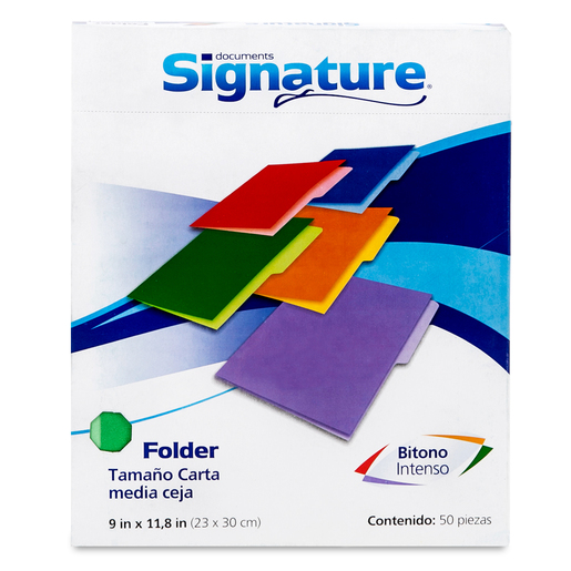 Folders Carta con Media Ceja Bitono Signature / Verde / 50 piezas
