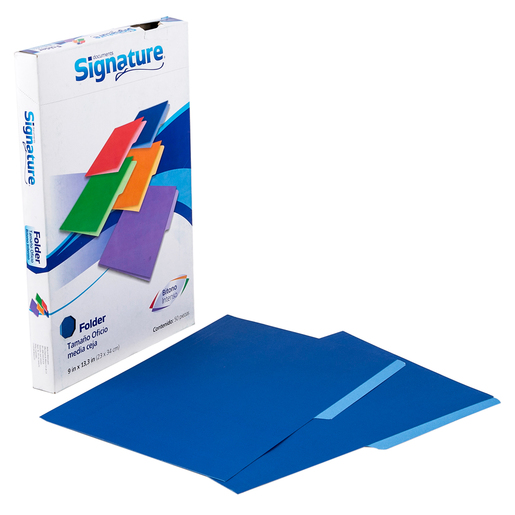 Folders Oficio con Media Ceja Bitono Signature / Azul / 50 piezas