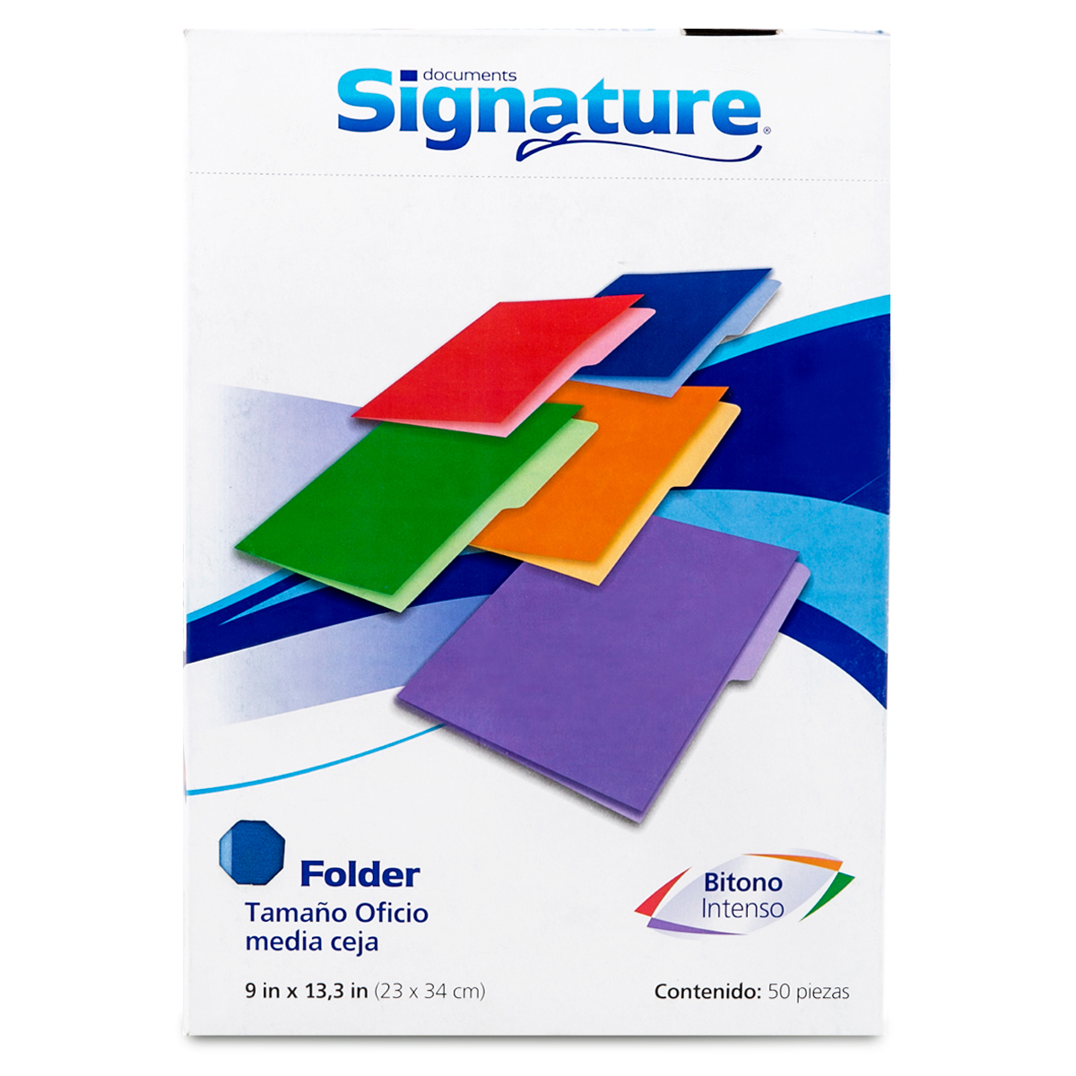 Folders Oficio con Media Ceja Bitono Signature / Azul / 50 piezas
