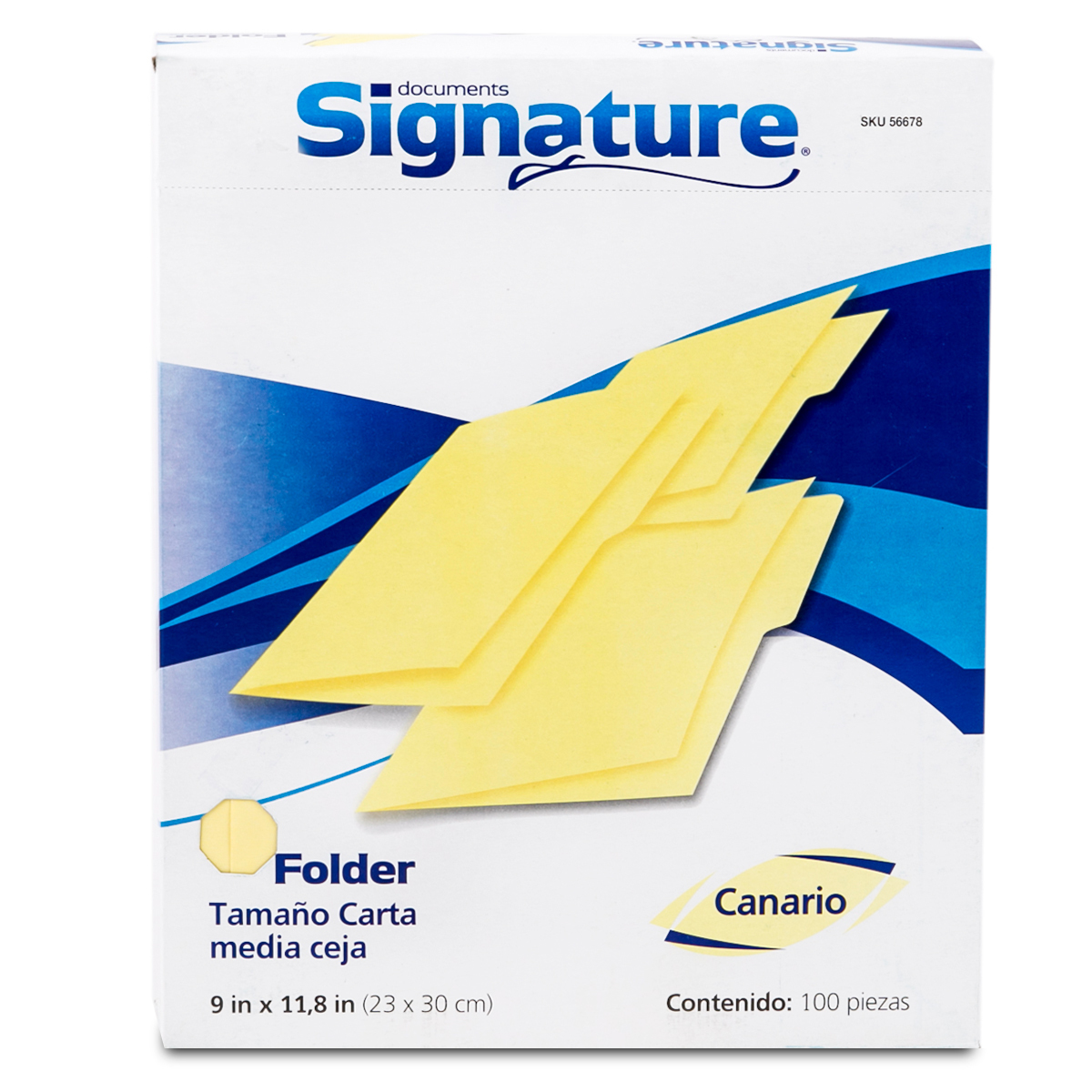 Folders Carta con Media Ceja Signature / Canario / 100 piezas