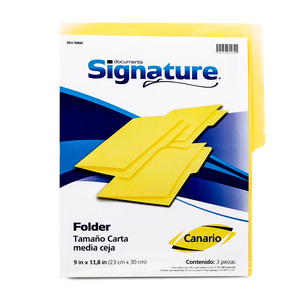 Folders Carta con Media Ceja Signature / Canario / 3 piezas