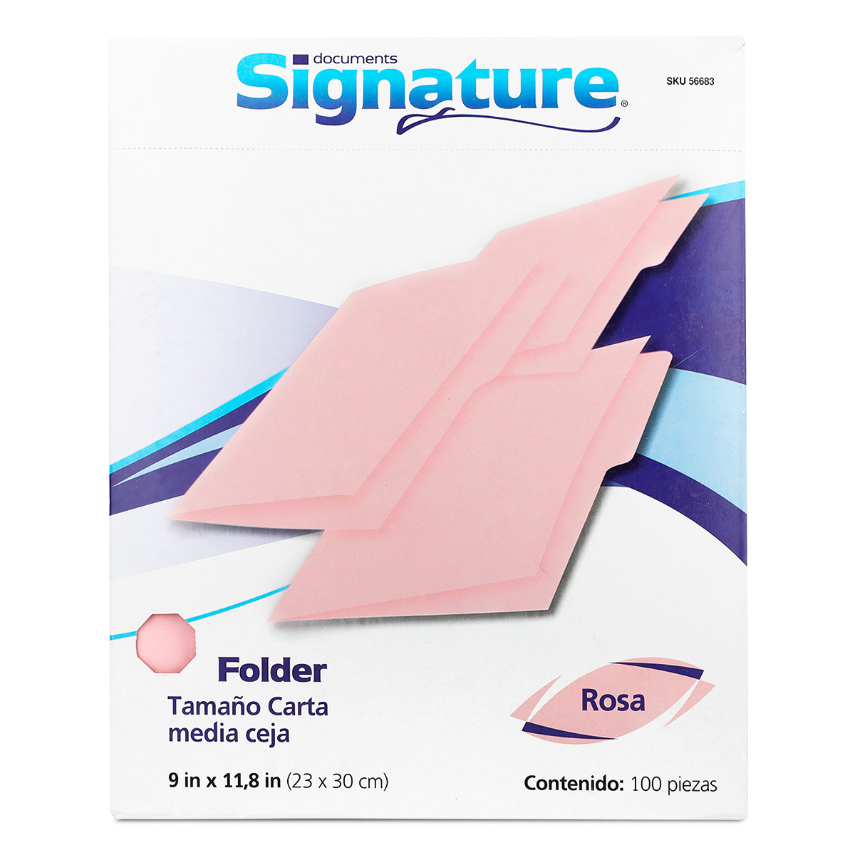Folders Carta con Media Ceja Signature / Rosa / 100 piezas