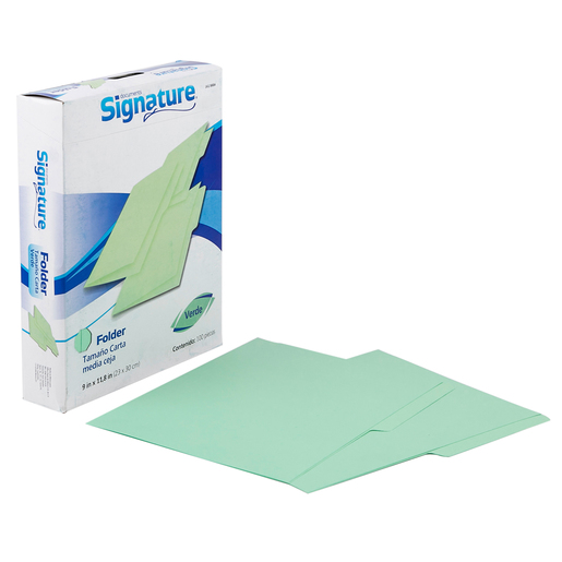 Folders Carta con Media Ceja Signature / Verde / 100 piezas