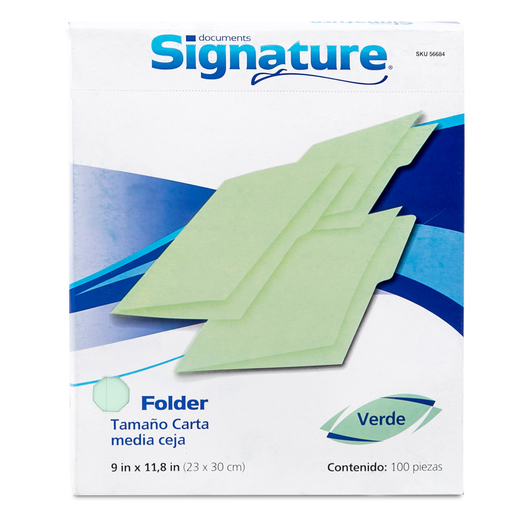 Folders Carta con Media Ceja Signature / Verde / 100 piezas