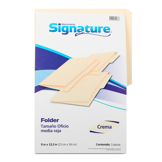 Folders Oficio con Media Ceja Signature / Crema / 3 piezas
