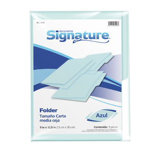 Folders Carta con Media Ceja Signature / Azul / 3 piezas