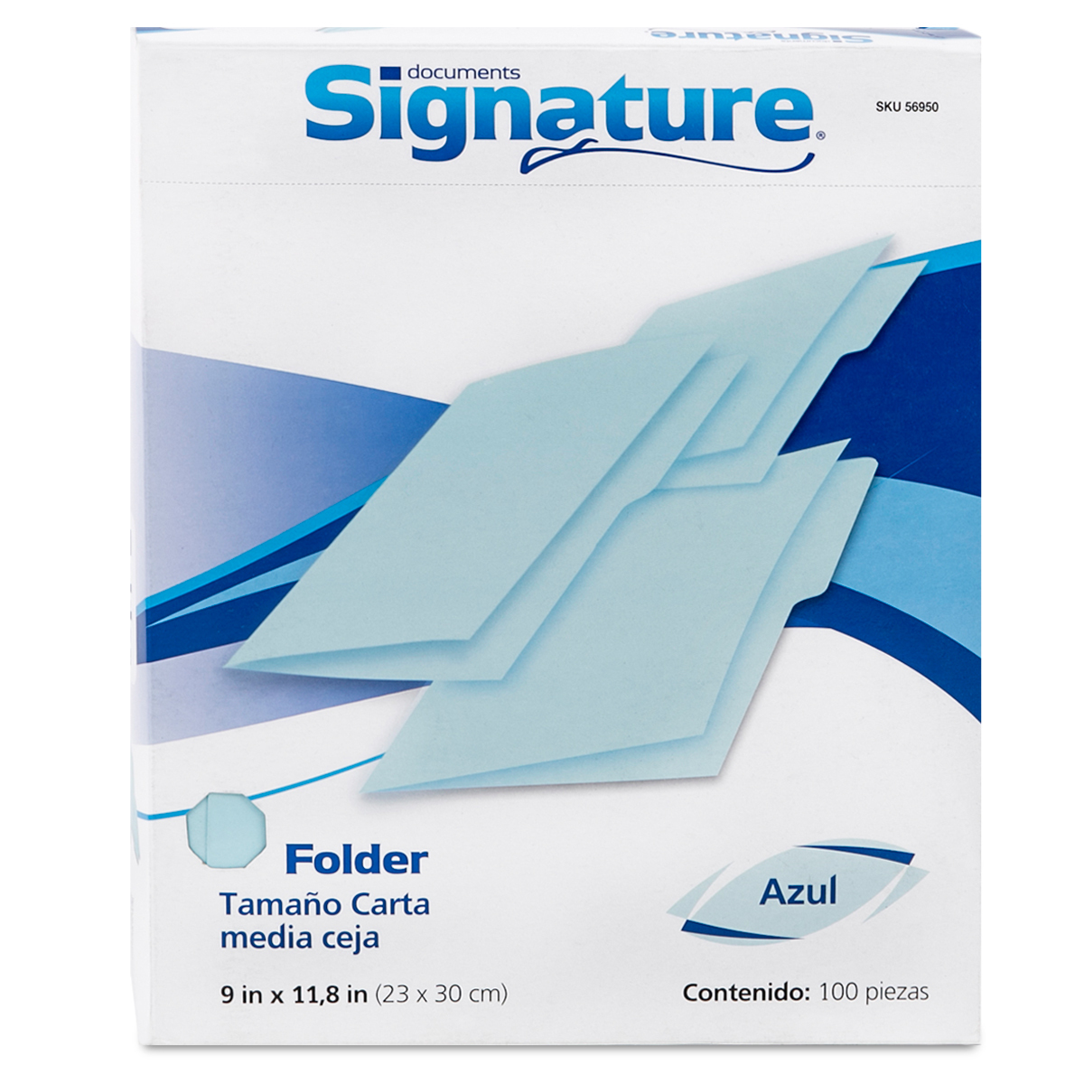 Folders Carta con Media Ceja Signature / Azul / 100 piezas