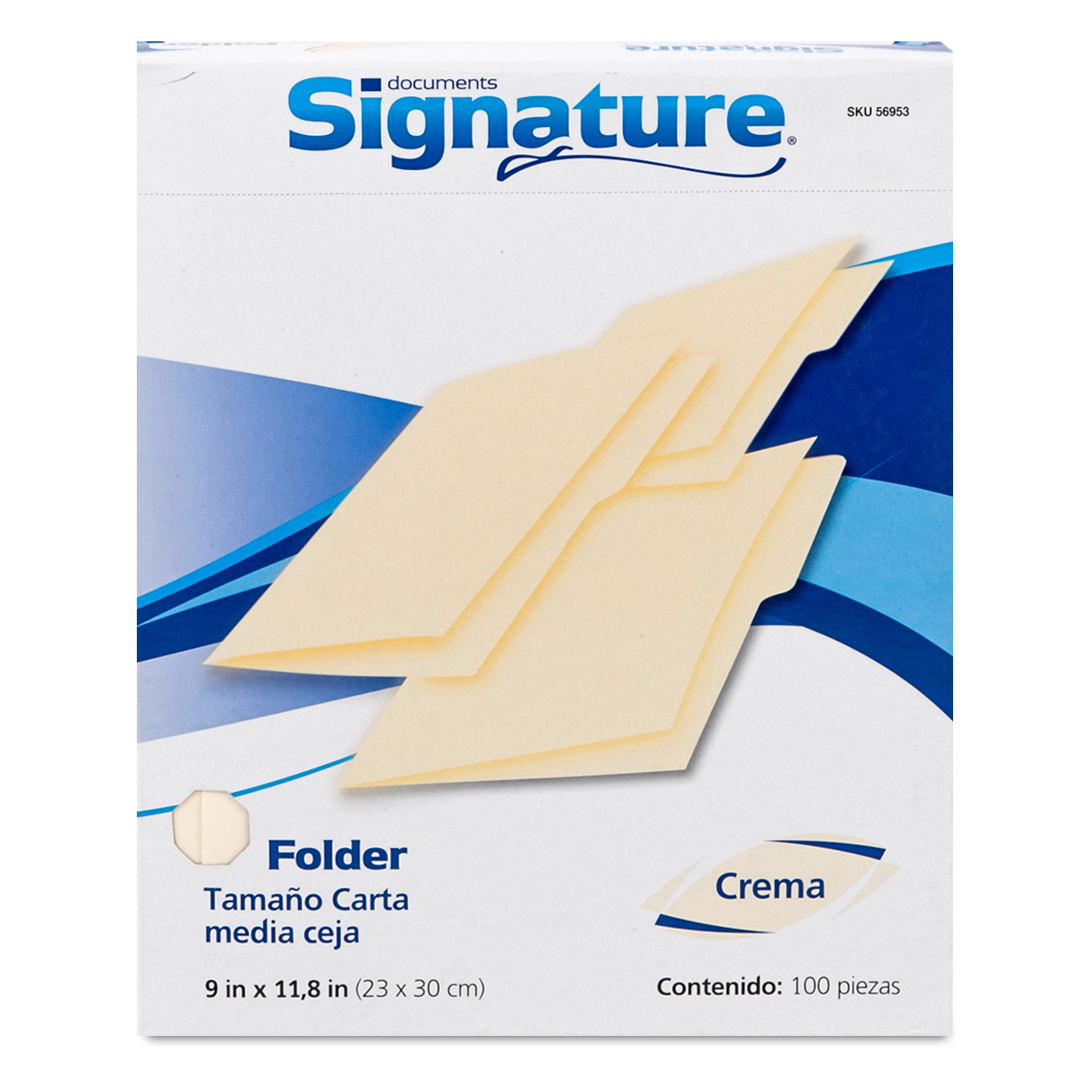 Folders Carta con Media Ceja Signature / Crema / 100 piezas