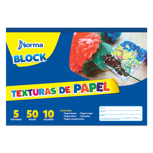 Block de Papel Texturas Norma Creatividad Colores 50 hojas