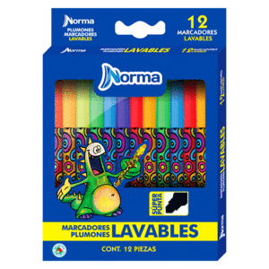 Plumones Lavables Norma Colores 12 piezas  Plumones Lavables Norma Colores 12 piezas