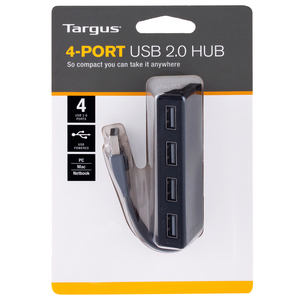 Hub USB 2.0 Targus ACH114US / 4 puertos / PC / Laptop / Negro Hub USB 2.0 Targus ACH114US / 4 puertos / PC / Laptop / Negro