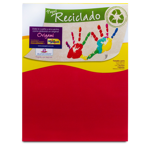 Papel Reciclado Carta Eurocolors Rojo 100 hojas