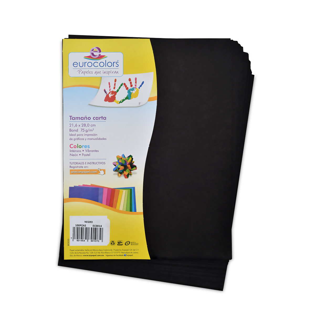 Paquete de Papel Reciclado Eurocolors 100 hojas Carta Negro 75 gr | Office  Depot Mexico