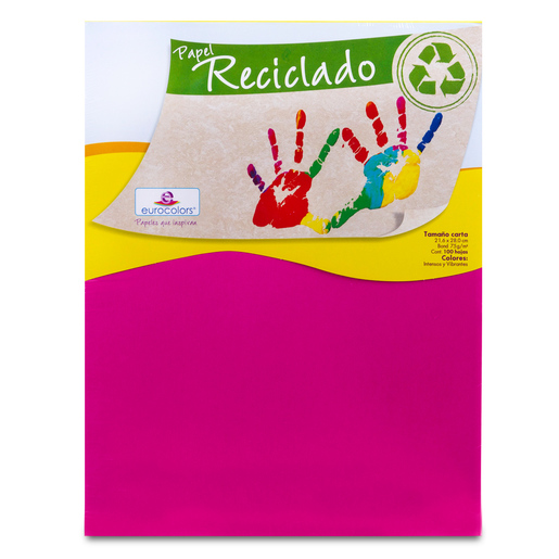 Papel Reciclado Carta Eurocolors Rosa 100 hojas