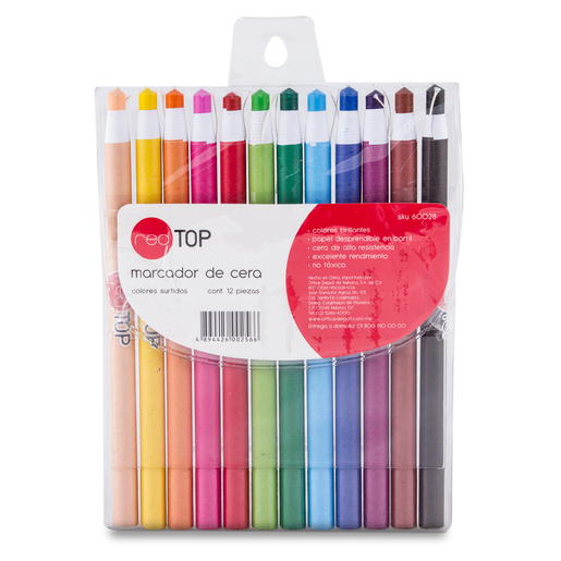 Crayones Marcadores de Cera Red Top / Colores surtidos / 12 piezas