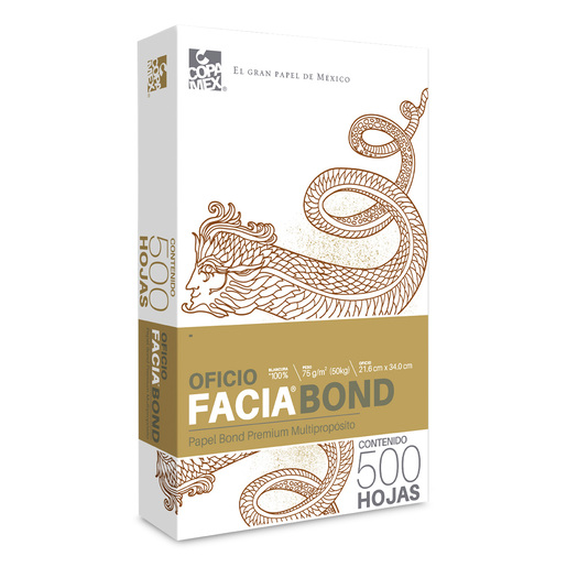 Papel Bond Oficio Facia Bond Premium / Paquete 500 hojas blancas