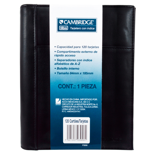 TARJETERO ACCO CAMBRIDGE (NEGRO, 120 DIVISIONES)