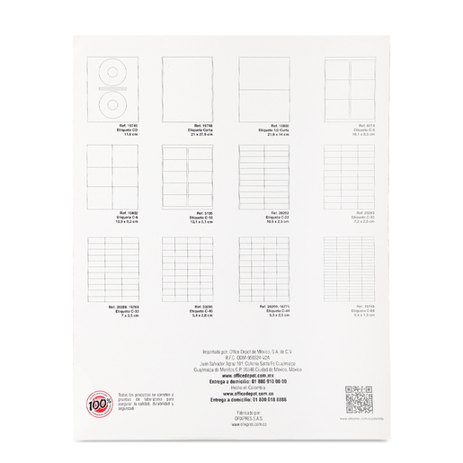 Etiquetas Adhesivas para Impresión Ofixpres / 10.1 x 5.1 cm / Blanco / 100 etiquetas
