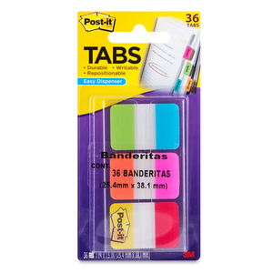 Banderitas Adhesivas 3M Post-It Tabs Neon 686 / Colores surtidos / 2.5 x 3.8 cm