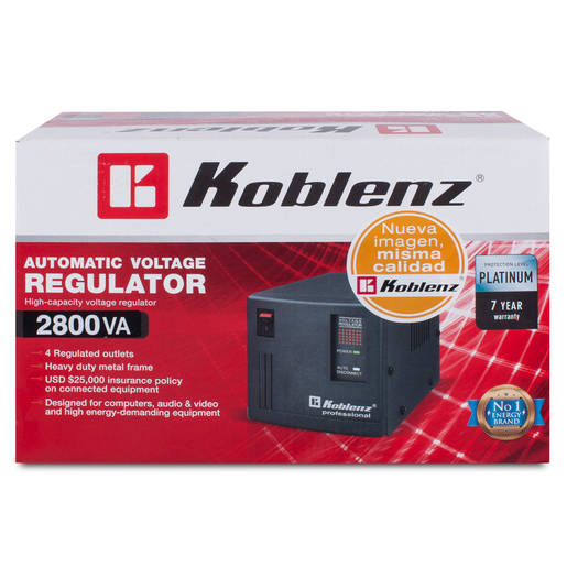 Regulador de Voltaje Koblenz Professional ER-2800 / 2800 VA / 4 contactos / Negro