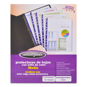 PROTECTORES DE HOJAS WILSON JONES MEDIO (COLOR) PROTECTORES DE HOJAS WILSON JONES MEDIO (COLOR)
