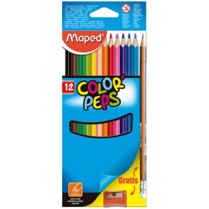 Lápices de Colores Triangulares Maped Color Peps 832023ZV / 12 piezas / Lápiz y sacapuntas gratis