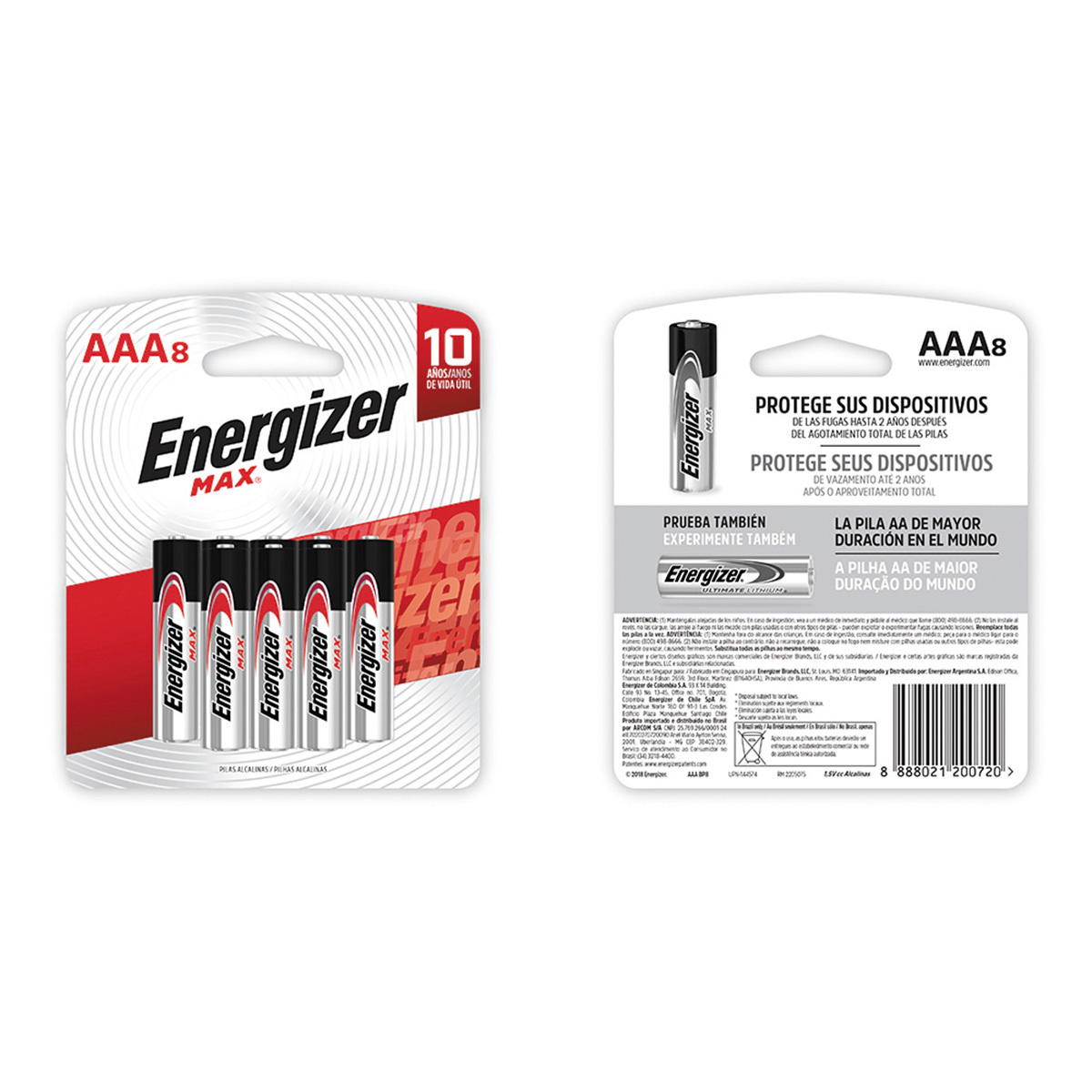 Pilas Alcalinas AAA Energizer Max / Paquete 8 piezas
