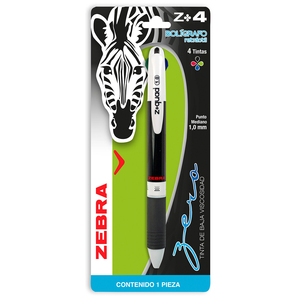 Pluma Retráctil 4 en 1 Zebra Z Quad / Punto mediano / Tinta negra roja azul verde / 1 pieza Pluma Retráctil 4 en 1 Zebra Z Quad / Punto mediano / Tinta negra roja azul verde / 1 pieza