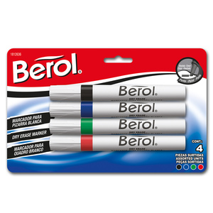 MARCADOR DE PIZARRON BLANCO BEROL (COLORES, 4 PZS) MARCADOR DE PIZARRON BLANCO BEROL (COLORES, 4 PZS)