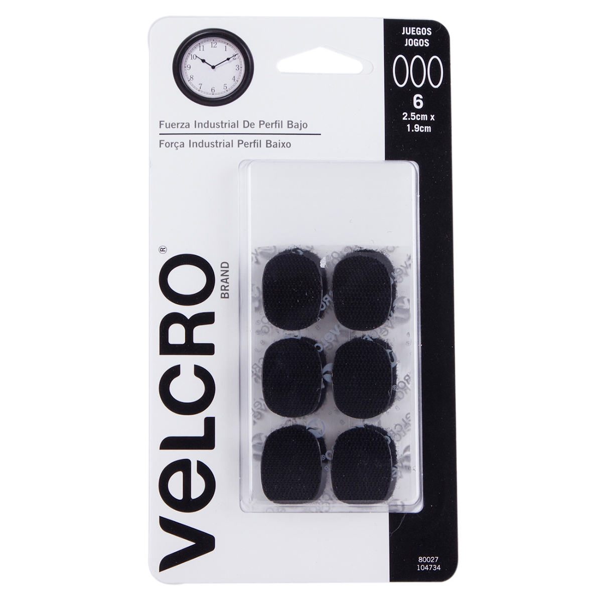 Sujetadores con Adhesivo Ultra Mate Velcro / Ovalados / Negro / 6 juegos