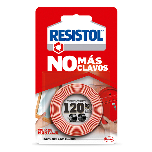 Cinta de Montaje Resistol No Más Clavos / 120 kg / 1.5 m / 1 pieza