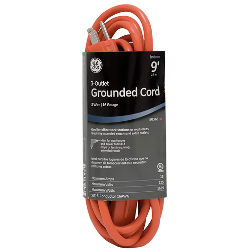 EXTENSION GE GROUNDED CORD (NARANJA, 9 FT.) | Office Depot Mexico