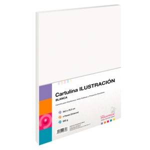 Cartulina Ilustración Pochteca 52703 Octavos / 4 piezas / Blanco / 950 gr