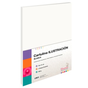 Cartulina Ilustración Pochteca 52724 Cuartos / 4 piezas / Blanco / 950 gr