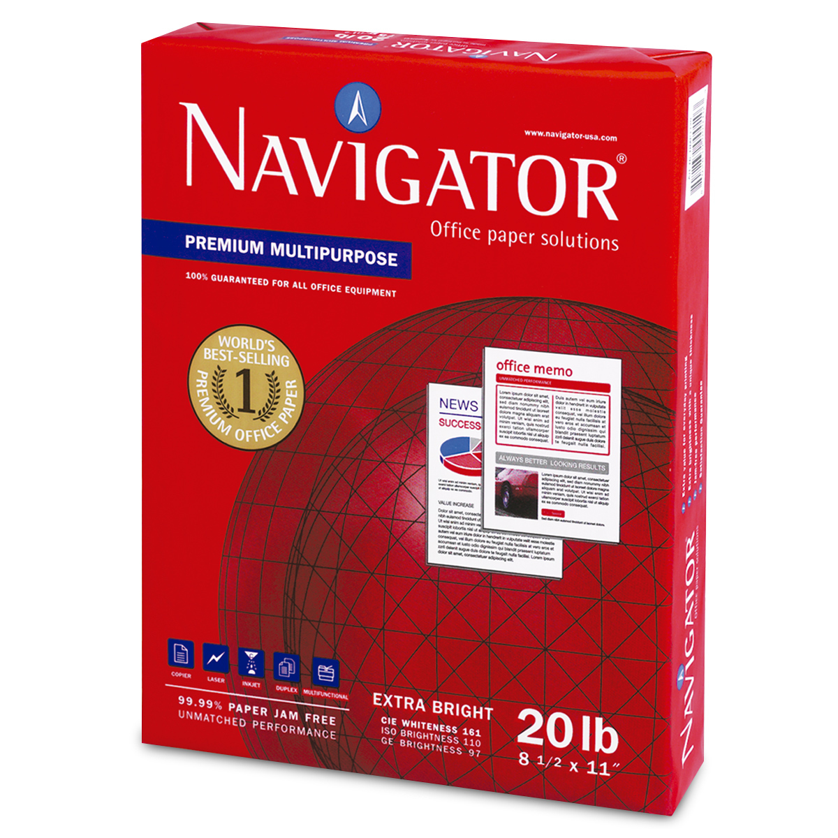 Papel Bond Carta Navigator Multipurpose / Paquete 500 hojas blancas