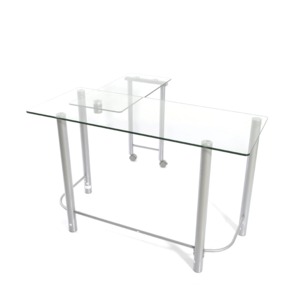Escritorio L Office Depot Slider / Plata / Cristal templado / Acero Escritorio L Office Depot Slider / Plata / Cristal templado / Acero