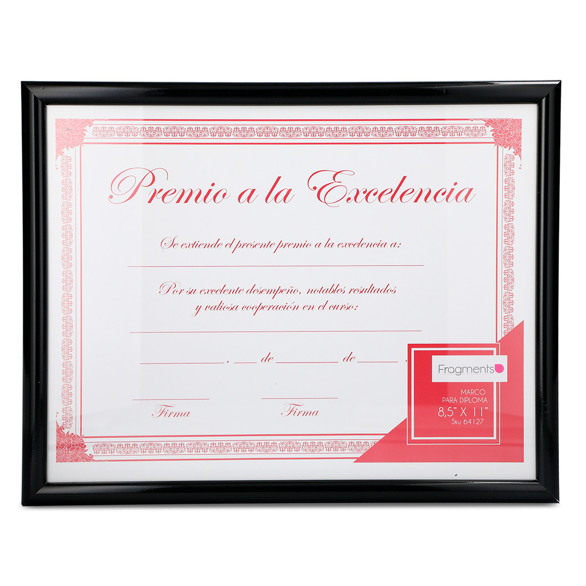 Marco para Diploma Fragments / Horizontal / Polipropileno / 27.9 x 21.6 cm / Negro