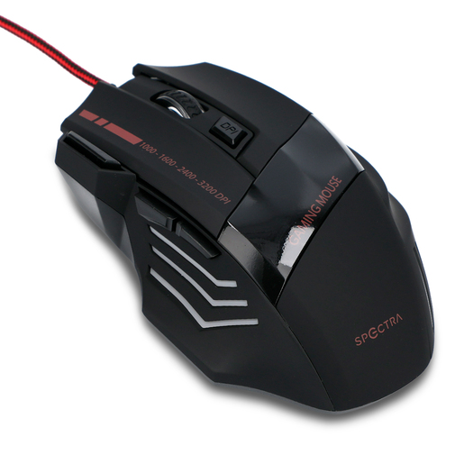 Mouse Gamer Óptico Spectra PJT-DMS812 / Alámbrico / USB / 2400dpi / Negro