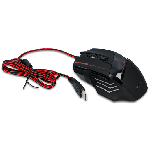 Mouse Gamer Óptico Spectra PJT-DMS812 / Alámbrico / USB / 2400dpi / Negro