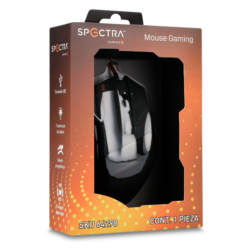 Mouse Gamer Óptico Spectra PJT-DMS812 / Alámbrico / USB / 2400dpi / Negro