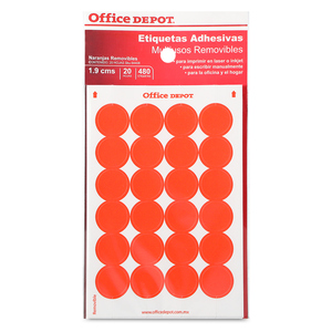 Etiquetas Adhesivas Circulares Office Depot / 1.9 cm / Naranja / 480 etiquetas Etiquetas Adhesivas Circulares Office Depot / 1.9 cm / Naranja / 480 etiquetas