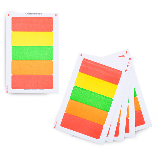 Etiquetas Adhesivas Rectangulares Office Depot / 2.5 x 7.6 cm / Colores Surtidos / 100 etiquetas